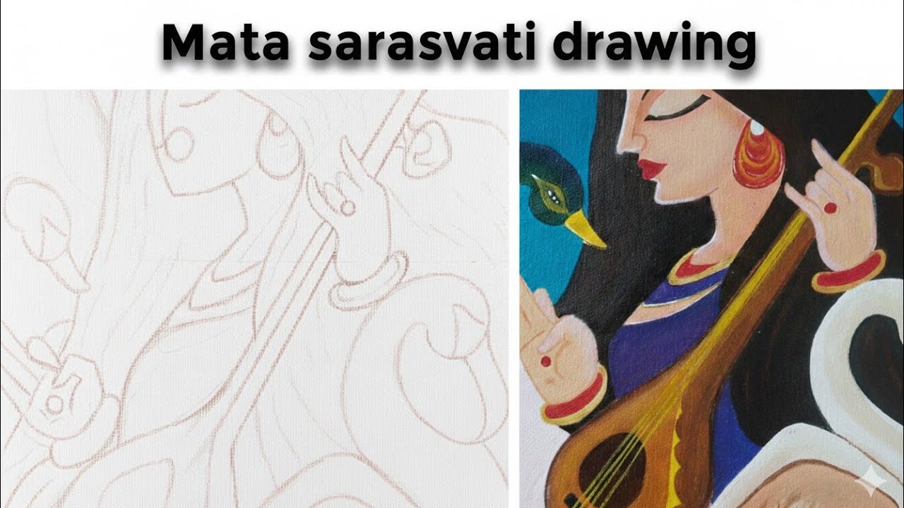 Mata saraswati drawing # aryan art station 