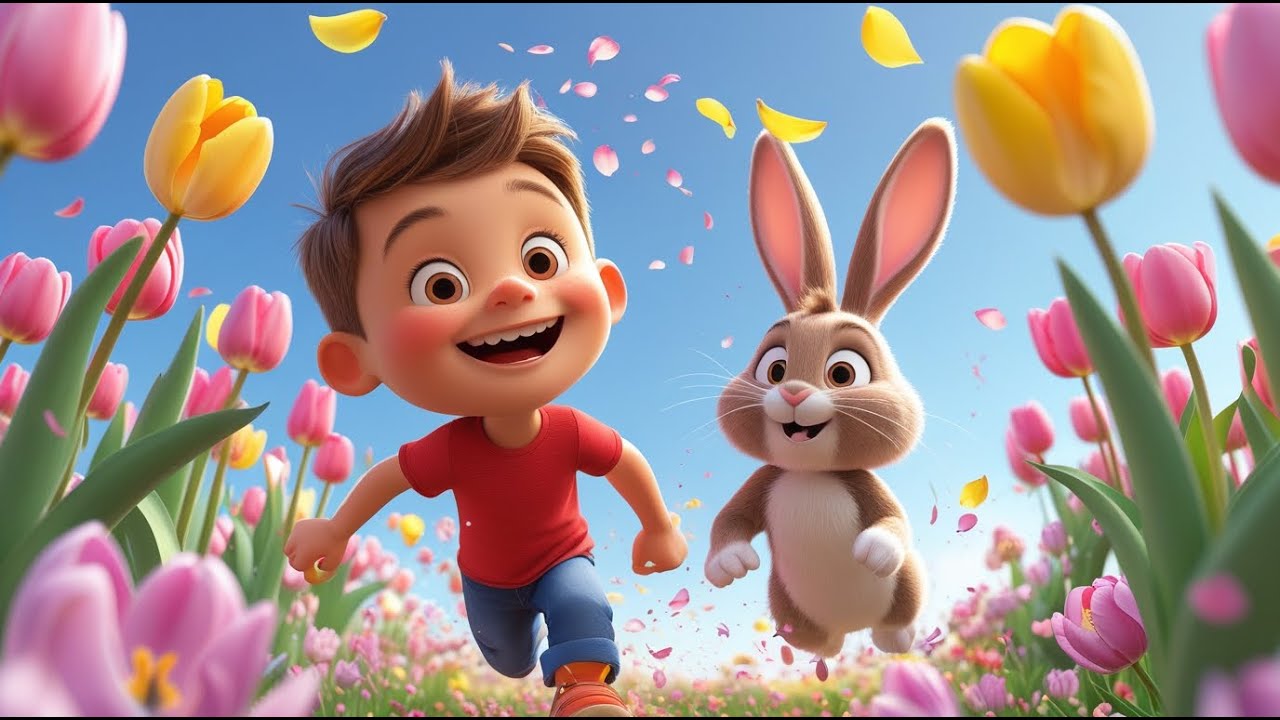 🌸🐰 Bunny Hop Dance in Flower Garden 🌈🎶 | Fun ABC, Numbers & Colors Song for Kids