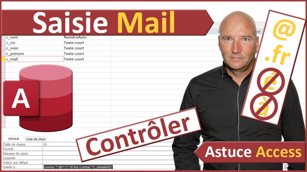 Contrôler la saisie d'un mail avec Access