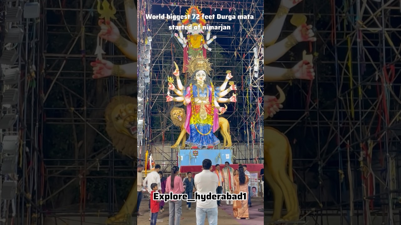 World’s biggest 72 feet Durga mata idol nimarjanam started 
