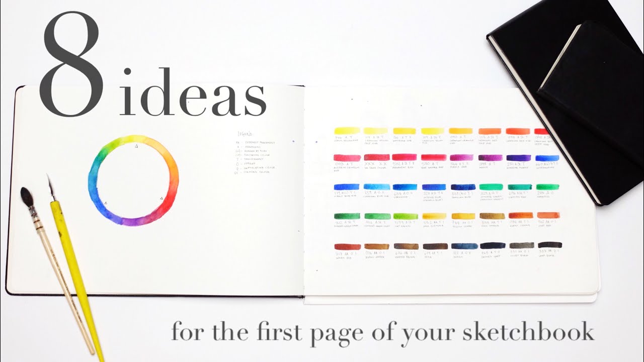 8 ideas for the first page of your sketchbook - YouTube