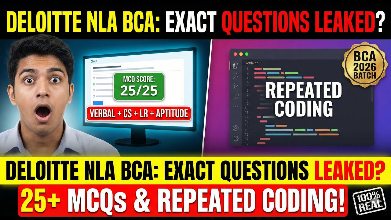 🔴 DELOITTE NLA BCA (2026 Batch) | 25+ Exact MCQs + Repeated Coding ...