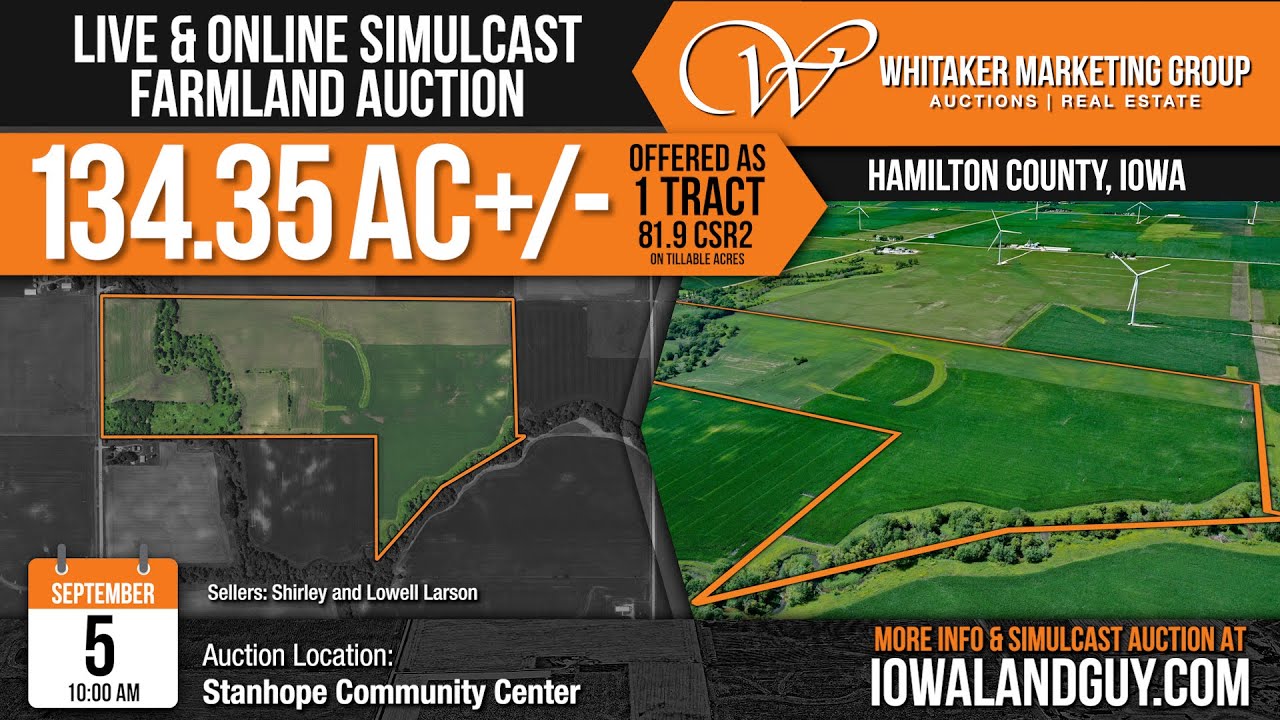 Hamilton County 134.35 +/acre tract of farmland for sale in Iowa YouTube