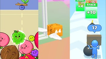 Fruit Merge Vs Happy Cubes 2048 Vs Bridge Run| Max levels