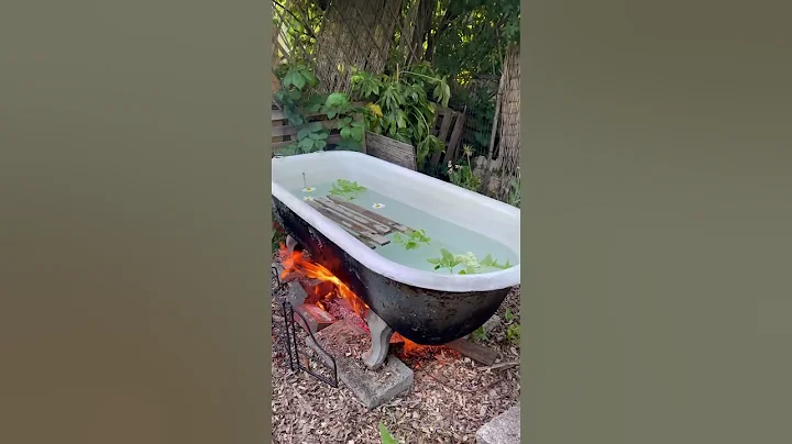 DIY woodfired bathtub 🛀🫶🏾 #allotment #woodfiredbath