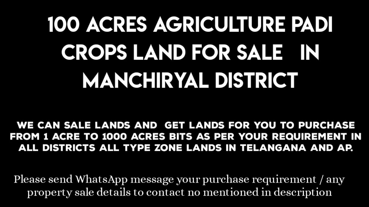 100 Acres Agriculture Padi Crops land for Sale 6.5Lac per acre in
