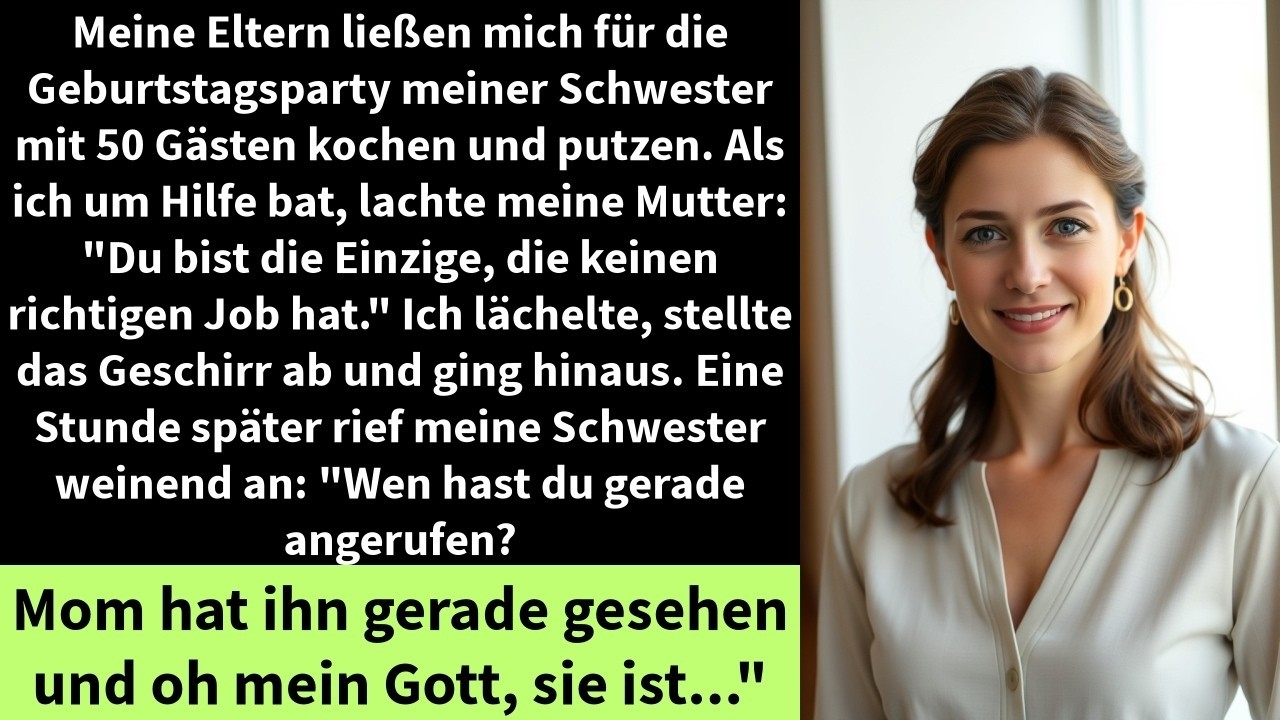 Meine Eltern ließen mich für die Geburtstagsparty meiner Schwester mit 50 Gästen kochen und putze
