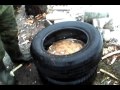 Быстрая колка дров с помощью покрышек \\Quick chopping wood with tires