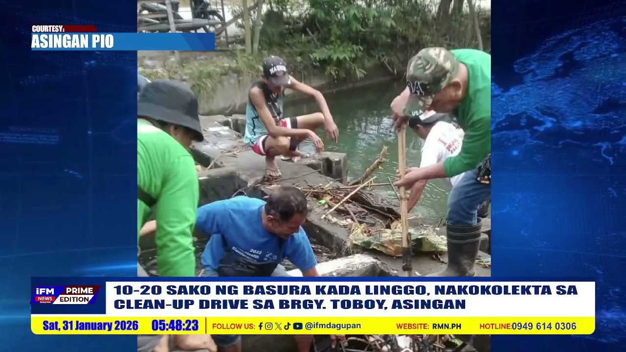 10-20 SAKO NG BASURA KADA LINGGO, NAKOKOLEKTA SA CLEAN-UP DRIVE SA BRGY. TOBOY, ASINGAN