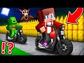 JJ and Mikey 99 Nights Dusty Motorcycle Trip Battle - Maizen in Minecraft ! (Maizen)
