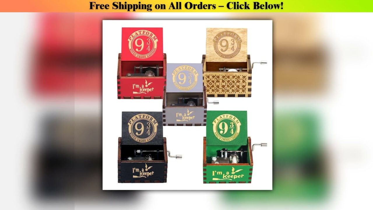 943 Hand Cranked Music Box Solid Wood Antique Carved Wooden Hand Crank Music Box Figure Christmas B