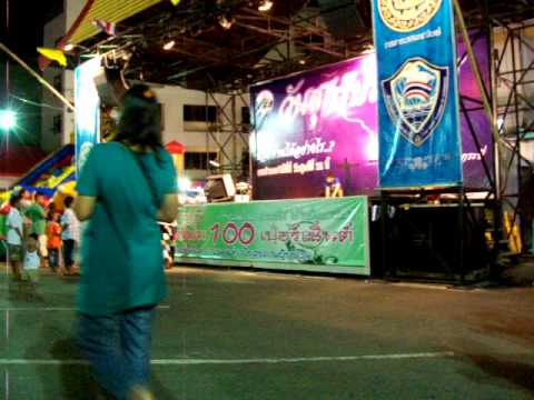 Walking Street Night Market, Krabi Town Thailand. Children break dancing.