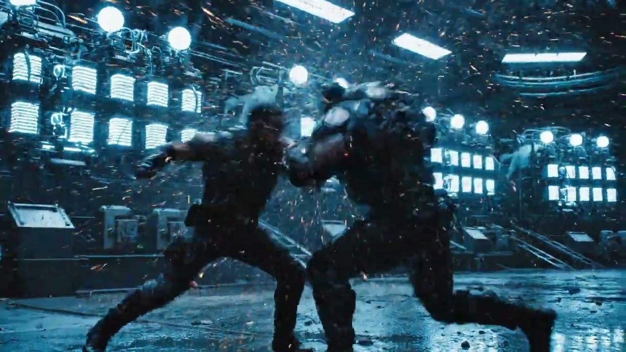 Firefly 60 second cinematic animated action movie trailer  Nighttime futuristic city during a massiv