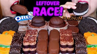 ASMR LEFTOVER DESSERT RACE! MINI CHOCOLATE MOUSSE, MARSHMALLOW, MAGNUM, OREO ICE CREAM, JELLY, PIE먹방