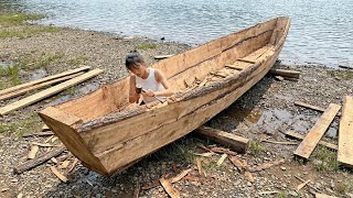 Download Lagu A Young Woman Built a Large Wooden Boat for River Transportation and Here’s What Happened MP3