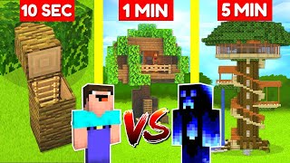 NOOB vs. PRO STAVÍ JUNGLE DŮM za 10 SEC / 1 MIN / 5 MIN v Minecraftu!