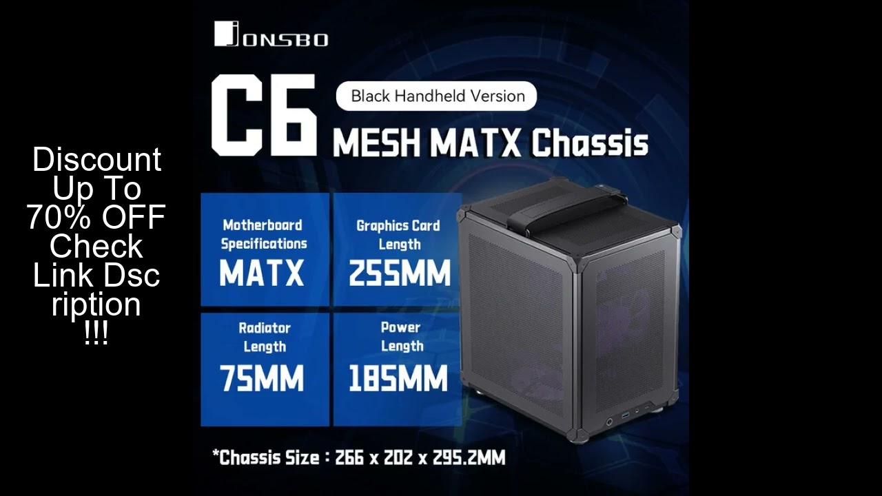 JONSBO C6 MATX Mini ITX Case For PC Type-C ATX Power Portable Mini Desktop Mesh Chassis Computer PC