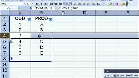 Ferramenta Criar Lista Excel