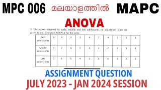 IGNOU MPC 006 solved  ANOVA ASSIGNMENTS QUESTION OF JULY 2023 AND JAN 2024 SESSION IN MALAYALAM