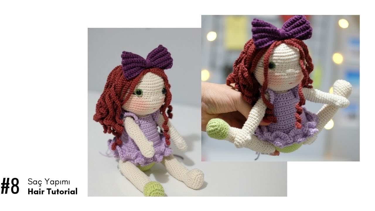 Amigurumi BEBEK YAPIMI 8 Bukleli saç yapımı Eklemli Bebek (with eng