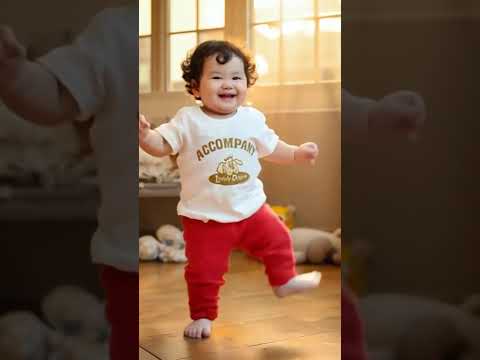 a cute baby dancing to Lady Gaga's music레이디 가가의 음악에 맞추어 춤추는 귀여운 아기