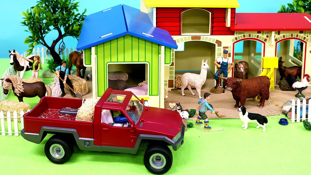 Fun Barn and Farmyard Animal Figurines - Learn Animal Names - YouTube