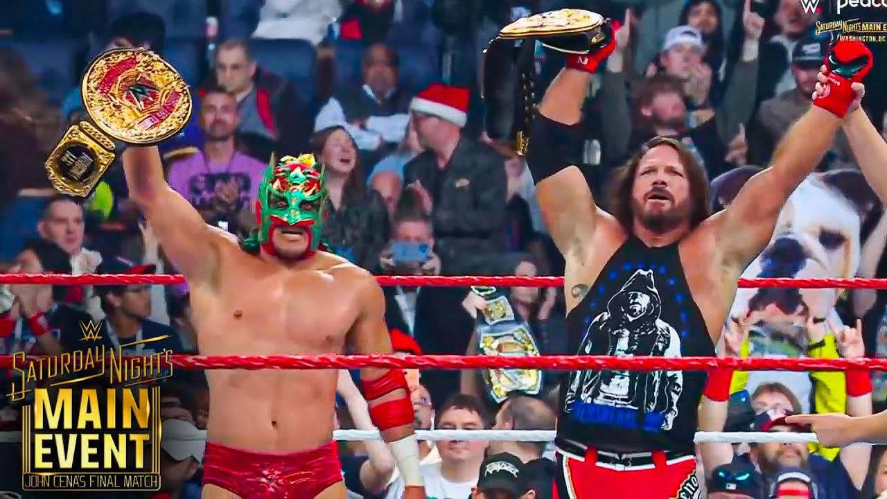 Эй Джей Стайлз и Драгон Ли победили Дже’Вона Эванса и Леона Слейтера в матче за командные титулы ...