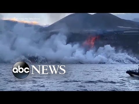 Lava from La Palma reaches Atlantic Ocean