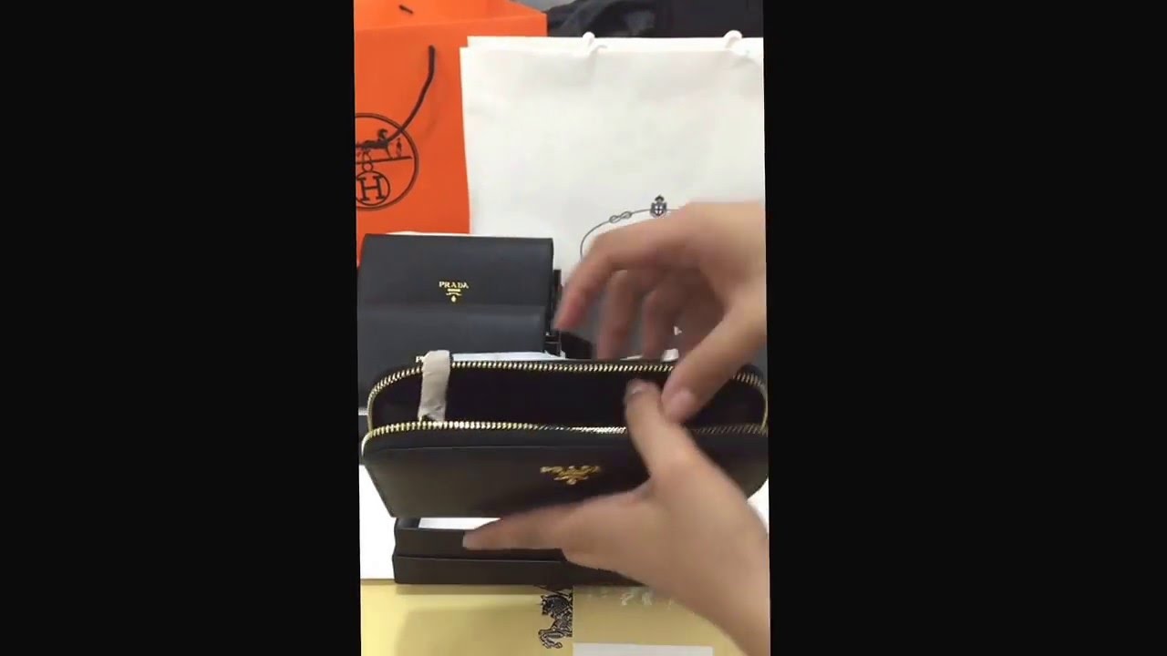 Prada one zipper wallet 1M0506 Nero