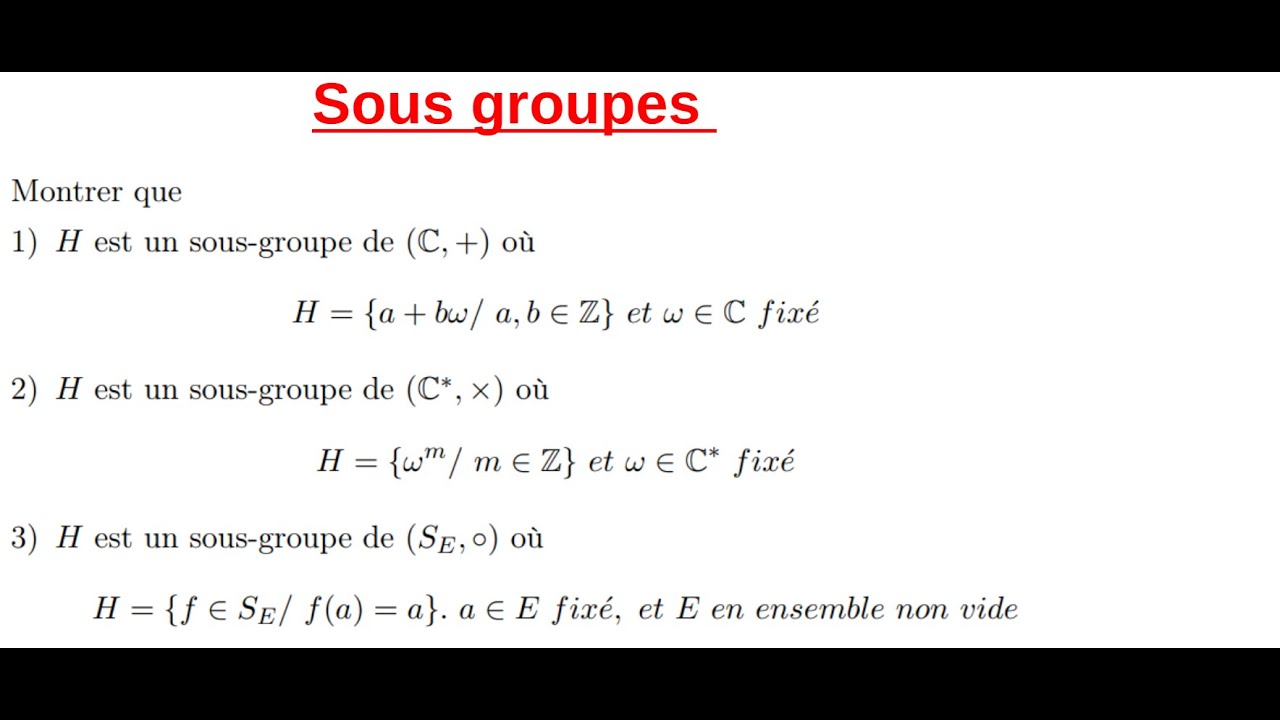 Exercice corrigés sur sous groupes