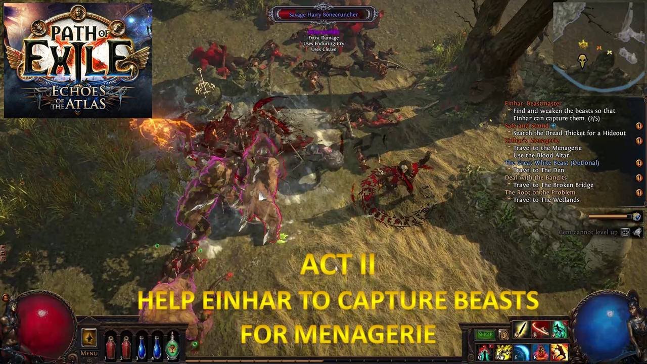 Path of Exile - ACT II - Help Einhar to capture beasts for Menagerie