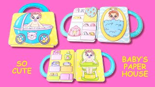 Super Cute!  Baby Doll Care Quiet Book, Paper Dollhouse, Pretend Play Looking After Baby Doll