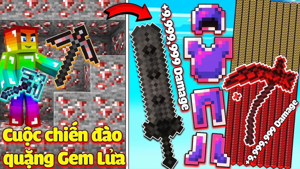 MINI GAME : CUỘC CHIẾN ĐÀO QUẶNG GEM LỬA ** NOOB NÂNG CẤP CÚP SIÊU BÁ ĐÀO NGHÌN GEM = 1 CLICK ??