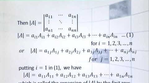 Math - Fsc Part 1 Chapter 3 Determinant of an n-by-n Matrix - Math