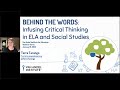 Behind the Words: Infusing Critical Thinking in ELA and Social Studies