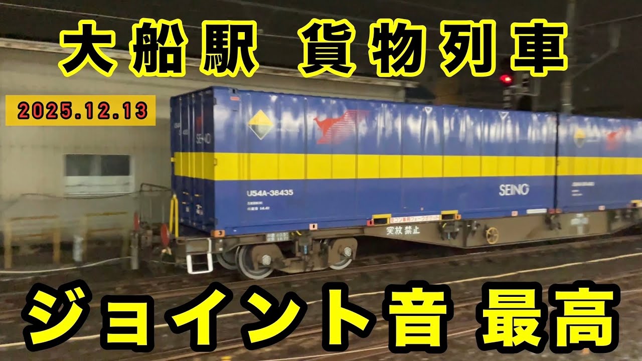 【貨物ラッシュ】大船駅を貨物列車が次々と通過　ジョイント音が凄い！　(18:00〜22:00)