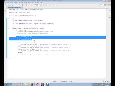 JAVA PROGRAM TO FIND LARGEST OF THREE NUMBERS