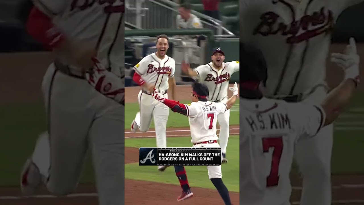 Braves walk off the Dodgers on the payoff pitch! ⚾️ #mlb #baseball #braves