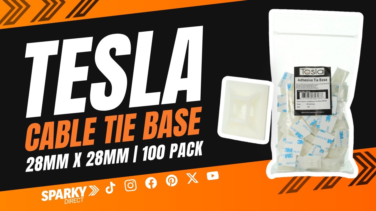 Tesla TESAB28 | Клейкое основание для кабельной стяжки 28 x 28 мм | Упаковка из 100 шт.