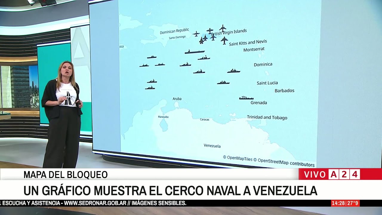 🔴 TENSIÓN EN EL CARIBE: UN GRÁFICO MUESTRA EL CERCO NAVAL DE EE.UU. A VENEZUELA