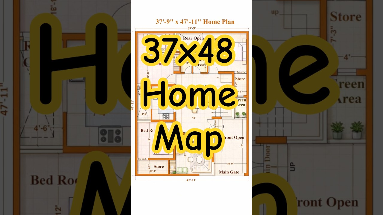 👉 37×48 House Plan | Best Home Map for Indian Family I