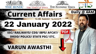 22 JANUARY 2022 CURRENT AFFAIRS | Daily Current Affairs Jackpot |#CurrentAffairs2022