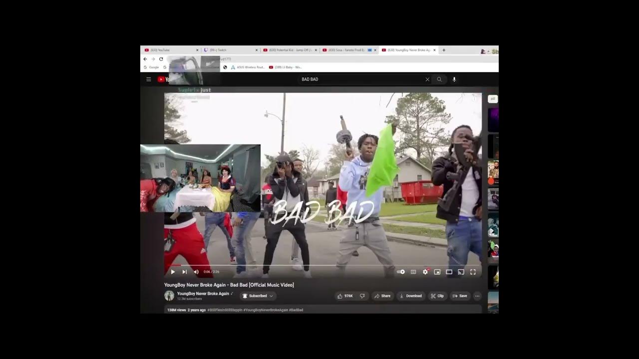 Kai Cenat Reacts To NBA YoungBoy Guns In Bad Bad🤣😱 (- Selling this yt dm my ig to buy @rrswipin.x)