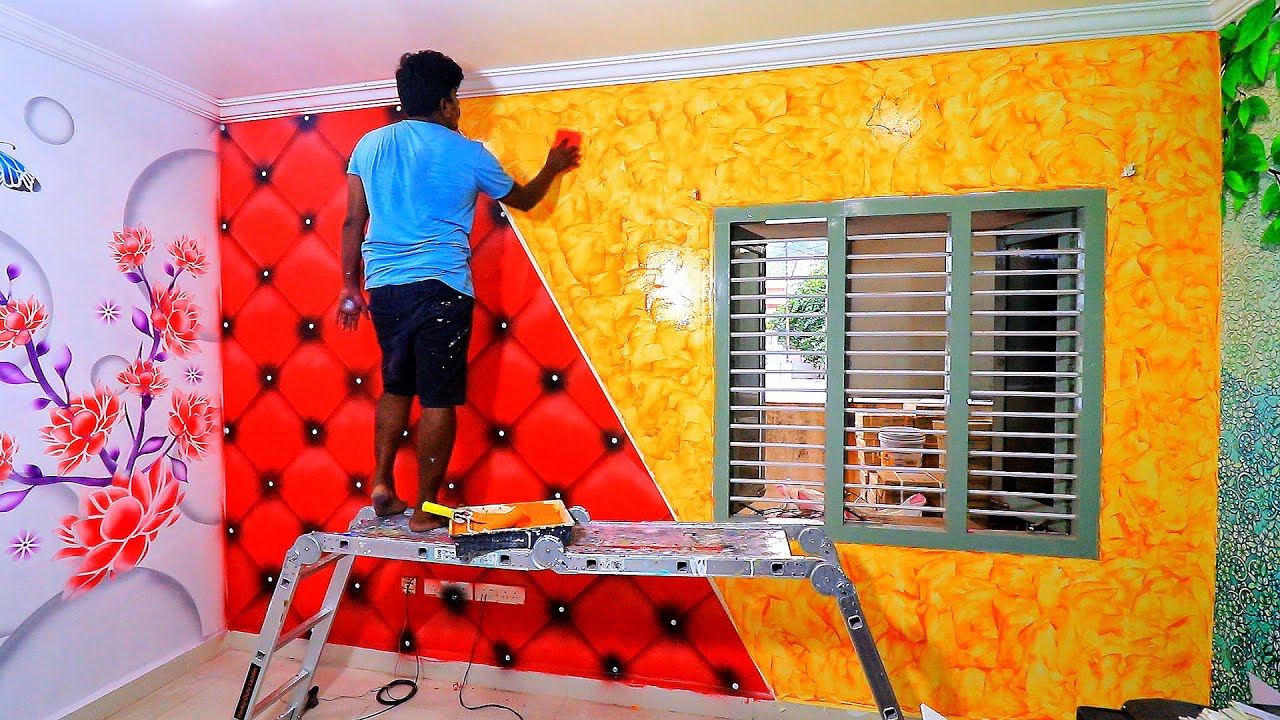 3D wall painting design with Royale play Sponging effect - YouTube