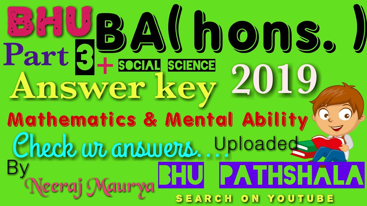 BHU # BA Answer key 2019 ( Mental Abilty)