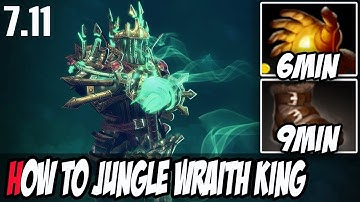 Dota 2 7.11 How to Jungle [Wraith King] 9Min Hand of Midas+Power Treads | [Go Lane After Got Items]