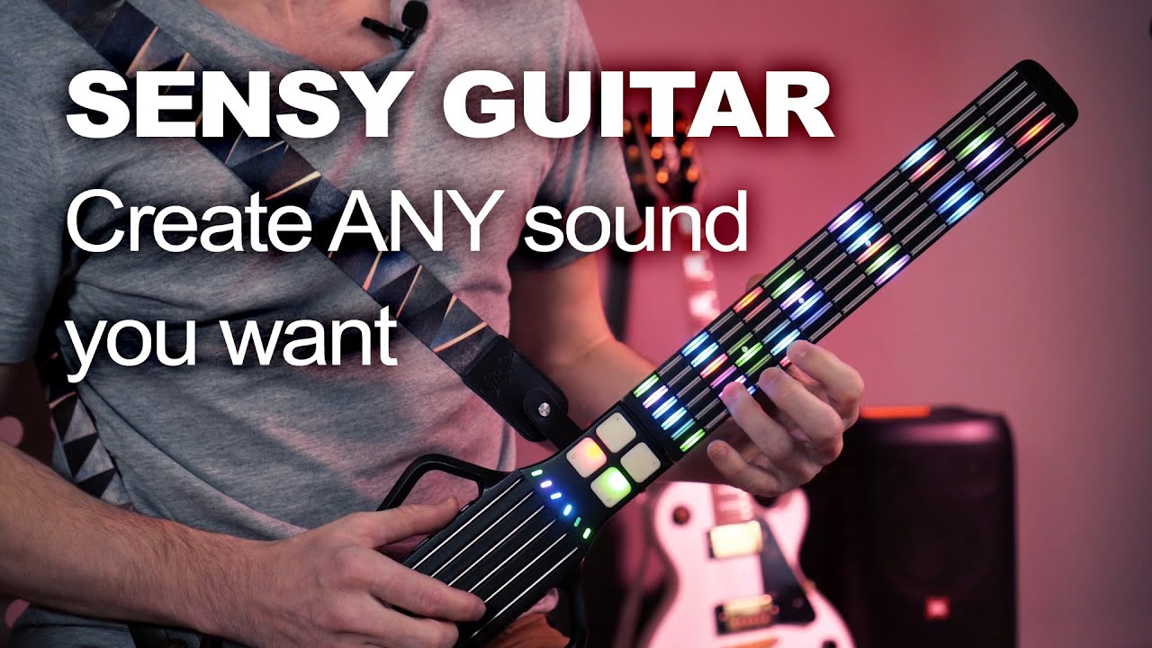 エレキギター。　目と、フレットひかる！　 猫ちゃん、ギター！ まるで音ゲー。光るフレットを押さえてギターが学べる｢SENSY GUITAR