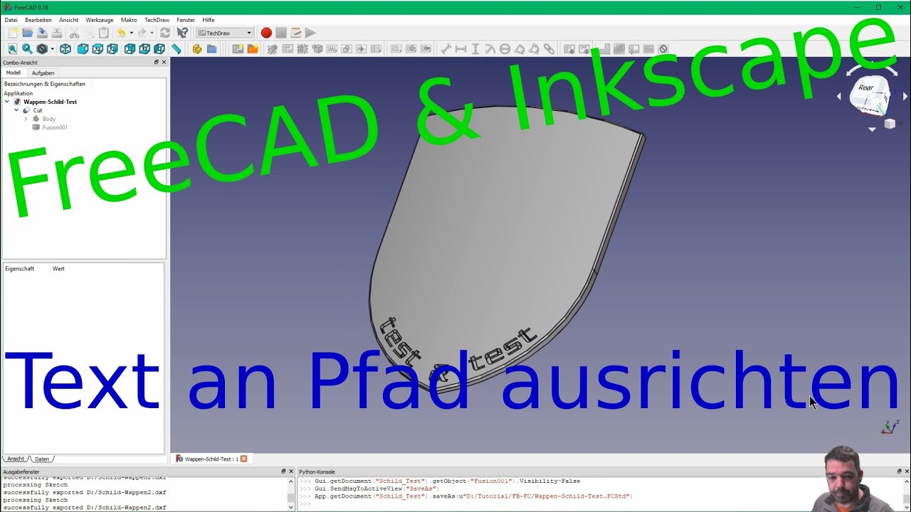 FreeCAD: Wie Text an Kontur ausrichten? - YouTube