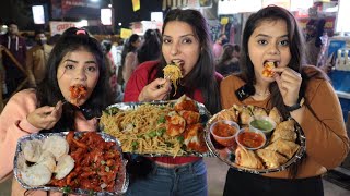 Paneer Momos, Noodles, Chilli Potato and Spring Rolls Eating Challenge | Chinese Food Challenge