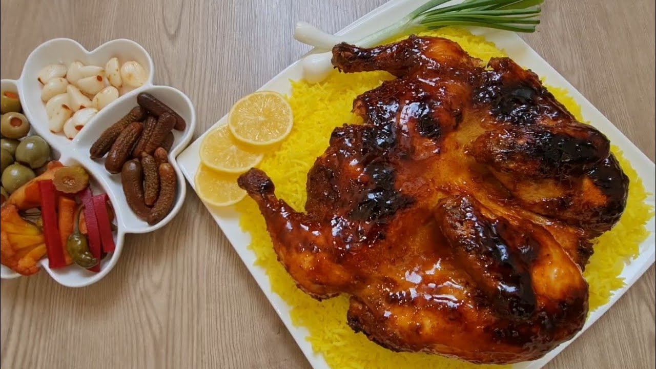 دجاج مشوي بتتبيلة لذيذة مع الرز الأصفر أطيب من المطاعم